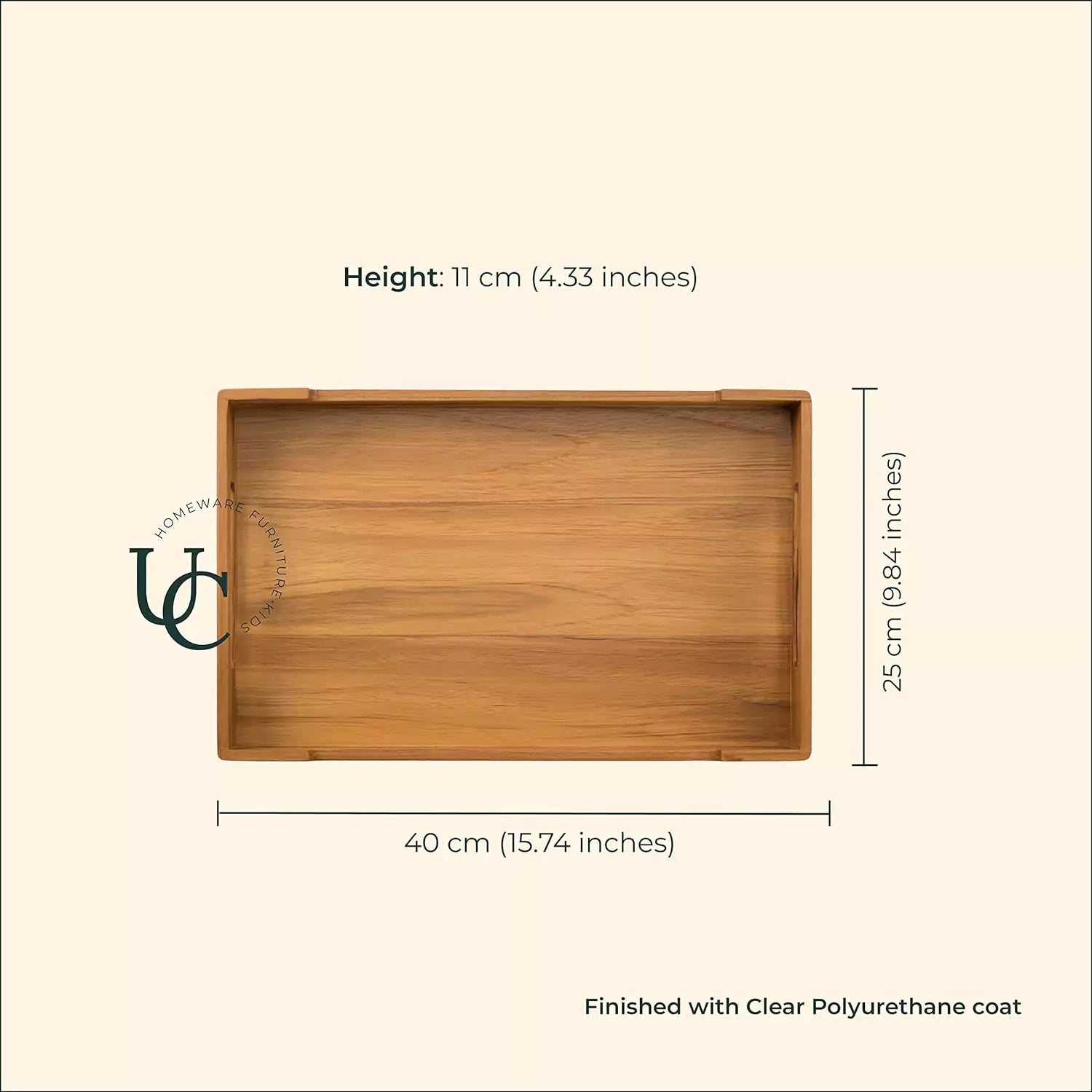 Cresta Serving Tray with Multipurpose Drawer (Teak Wood)