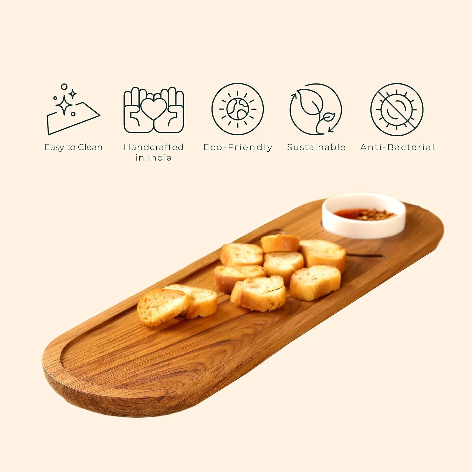 Cresta Chip & Dip Platter (Teak Wood)