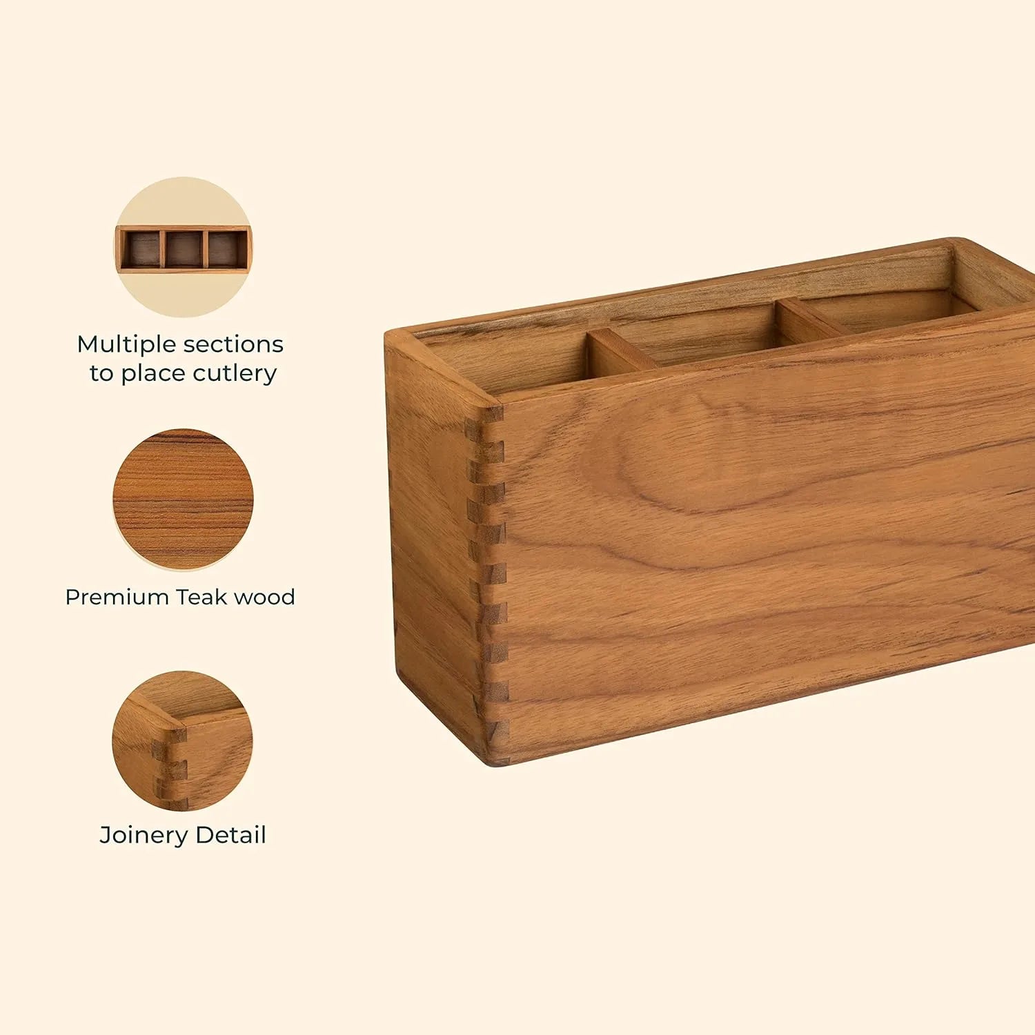 Cresta Cutlery Caddy (Teak Wood)