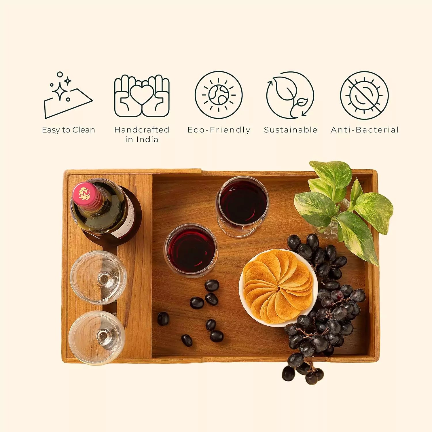 Cresta Wine Serving Tray (Teak Wood)