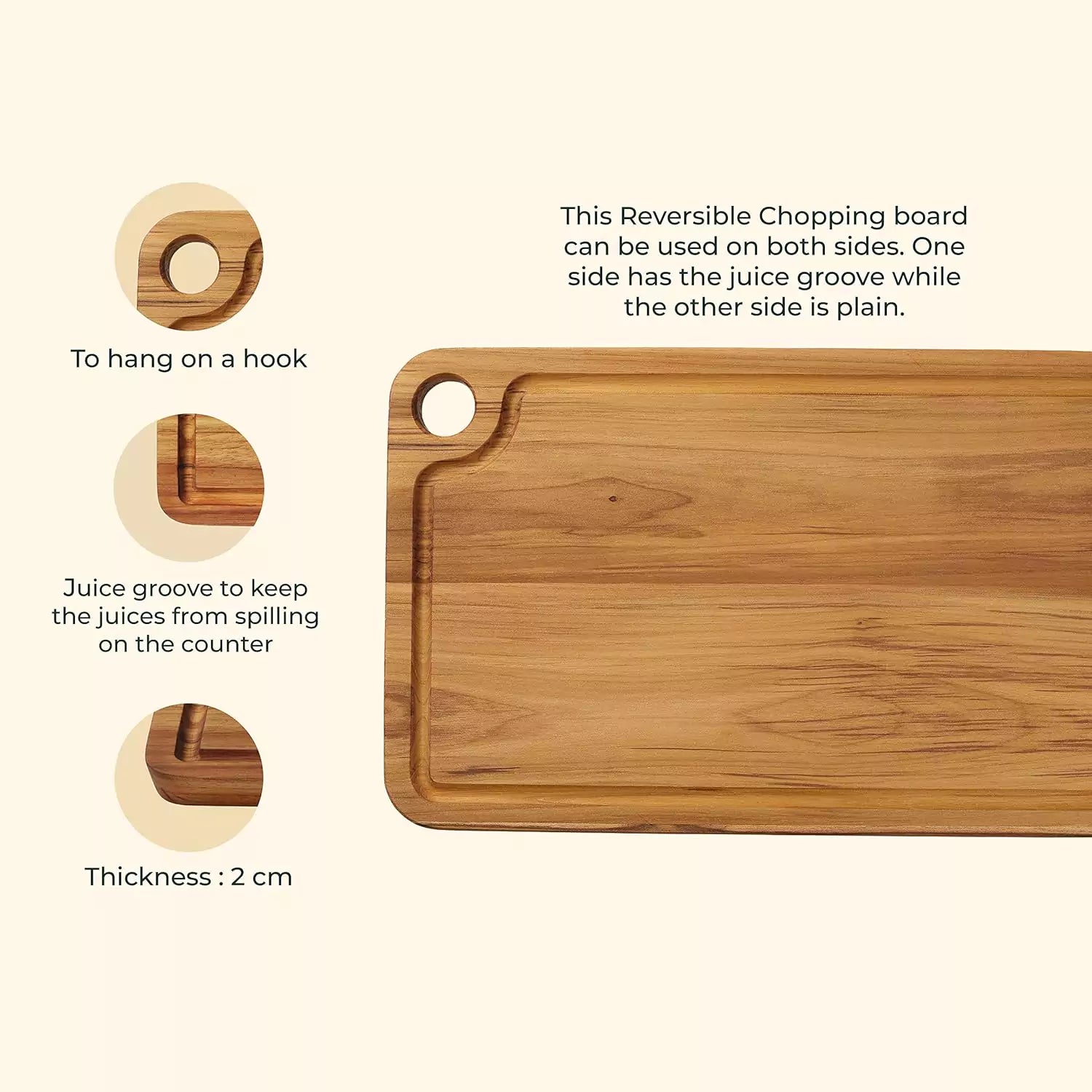 Teakogram Reversible Chopping Board (Large)