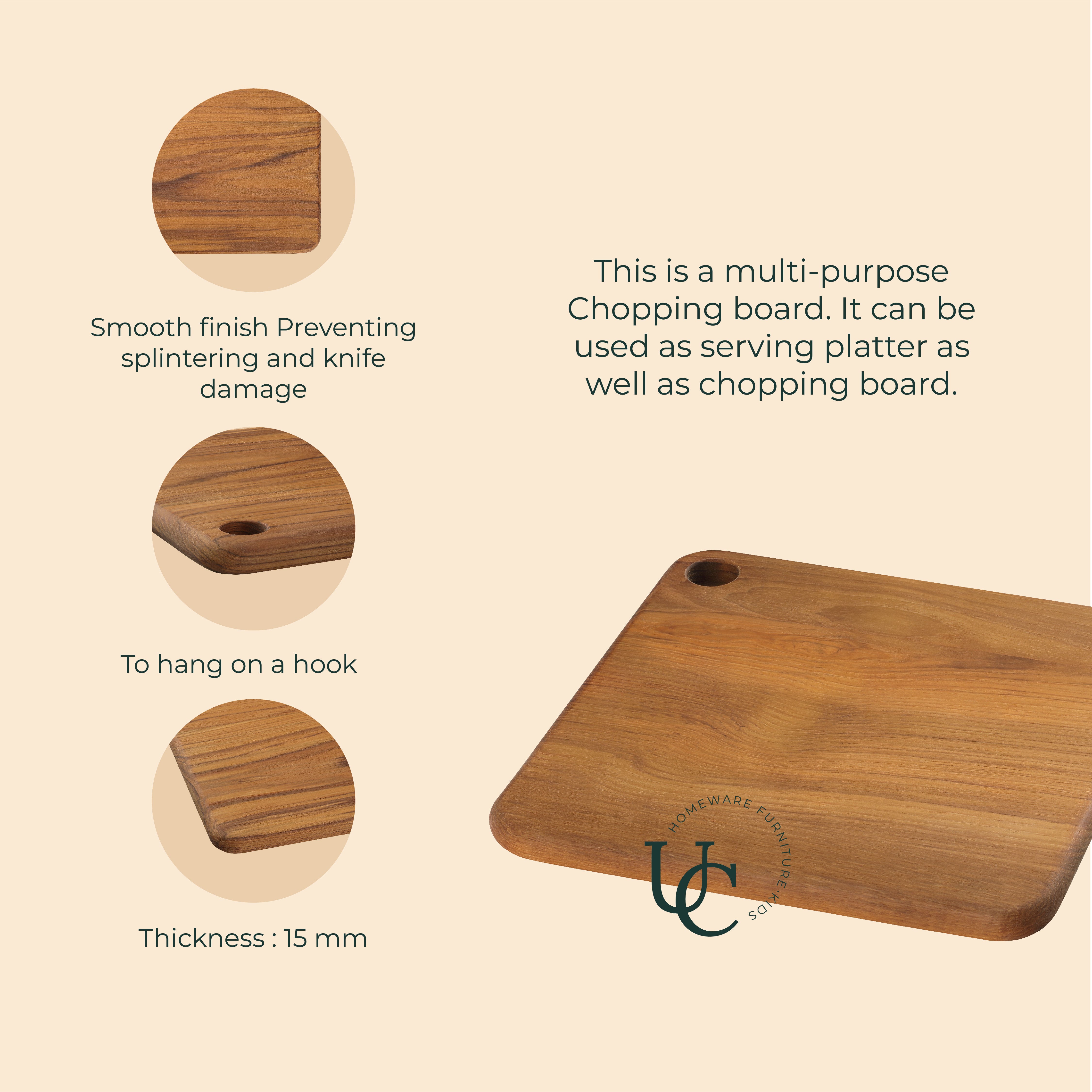 Ronde Chopping Board cum Serving Platter (Square)