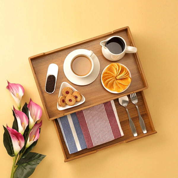 Serving tray with drawer