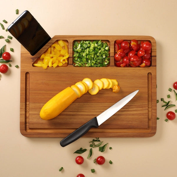Teakogram Chopping Board with Mobile/Tablet Holder