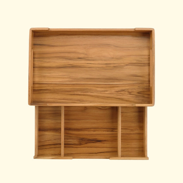 Cresta Serving Tray with Teabags Drawer (Teak Wood)