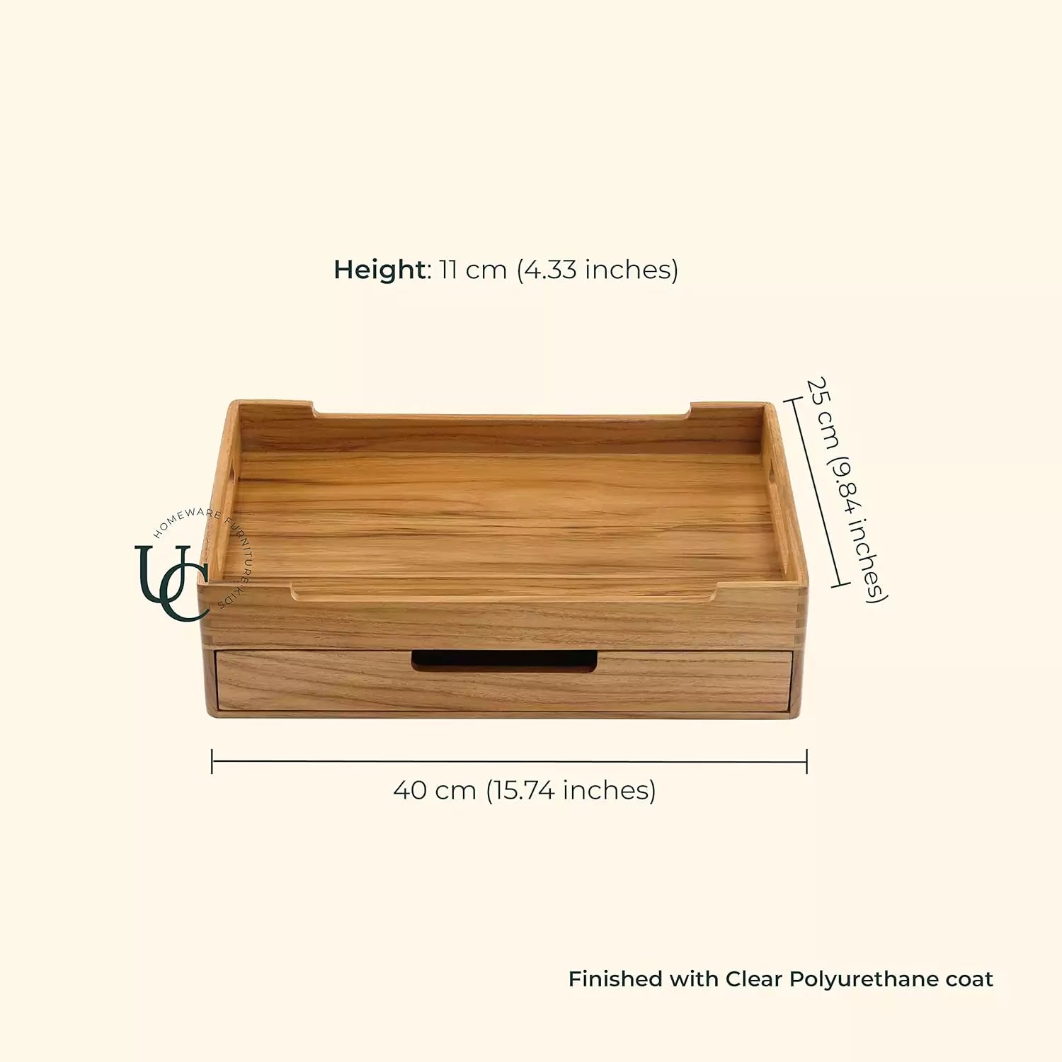 Cresta Serving Tray with Teabags Drawer (Teak Wood)