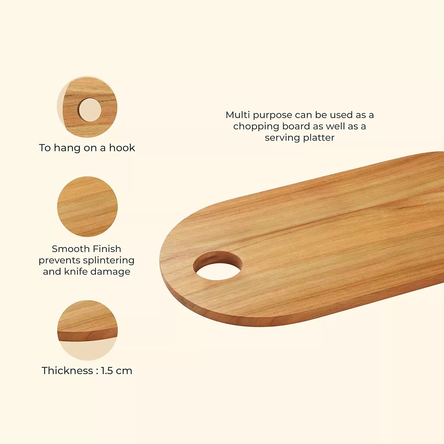 Cresta Oval Chopping Board (Teak Wood)