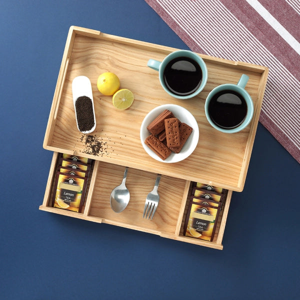 Serving tray with drawer